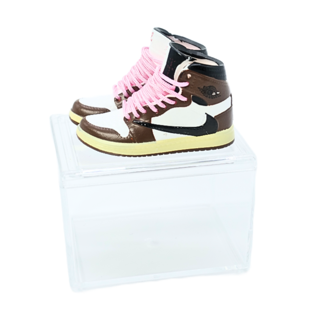 Miniature Sneakers - Travis Scott Mocha (Lacets roses)