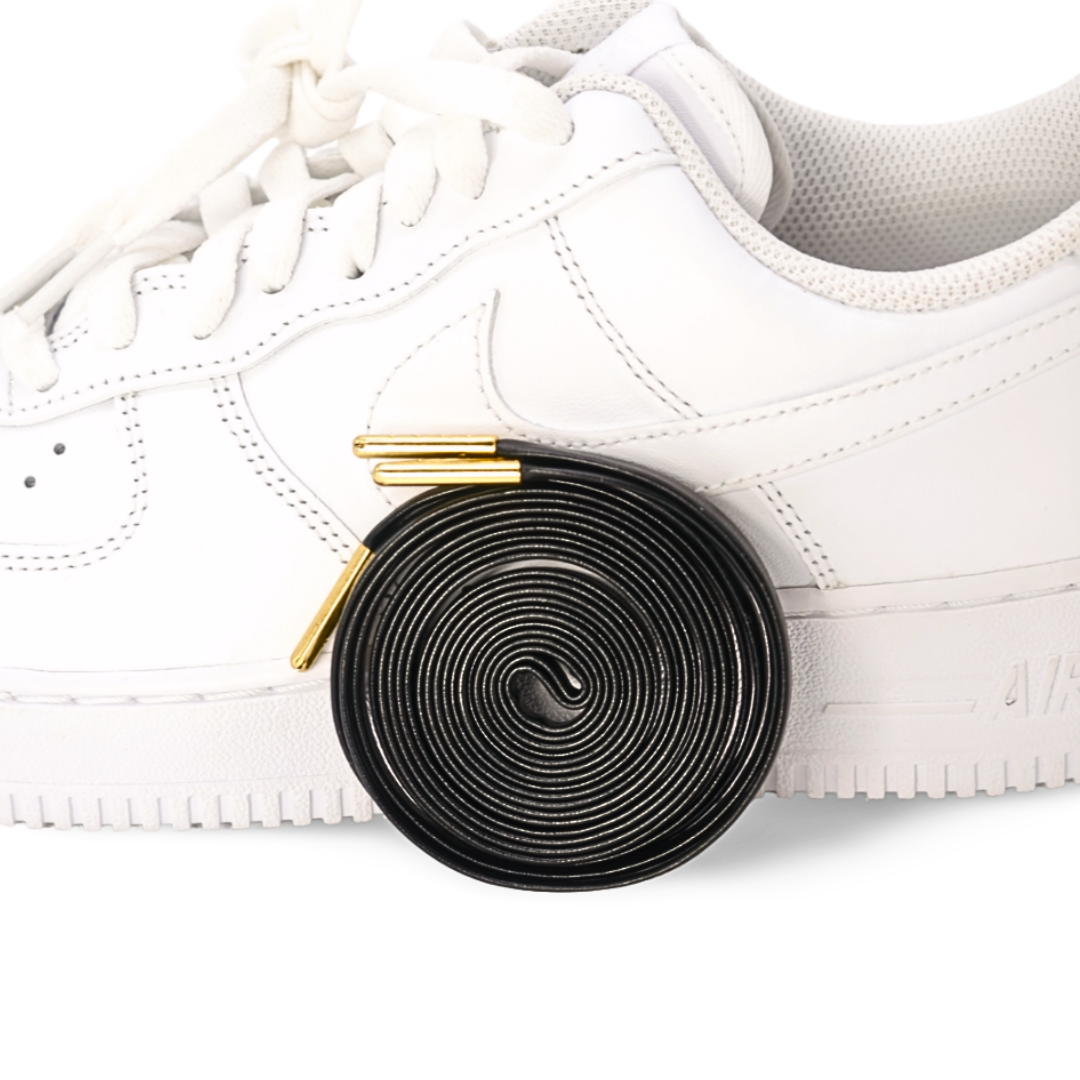 Lacets en cuir exclusifs 120 cm avec embouts dorés